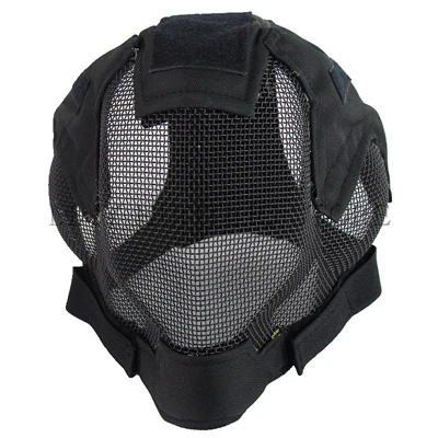 Hunting Full Face Metal Steel Mesh Helmet Military Tactical Combat Airsoft Paintball Wargame Protector Outdoor Sports Helmets - Цвет: BLACK