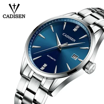 

CADISEN Automatic Watch Japan NH35A Men's Mechical Wristwatch Curved Glass Stainless Steel Business Sports Waterproof Male Clock