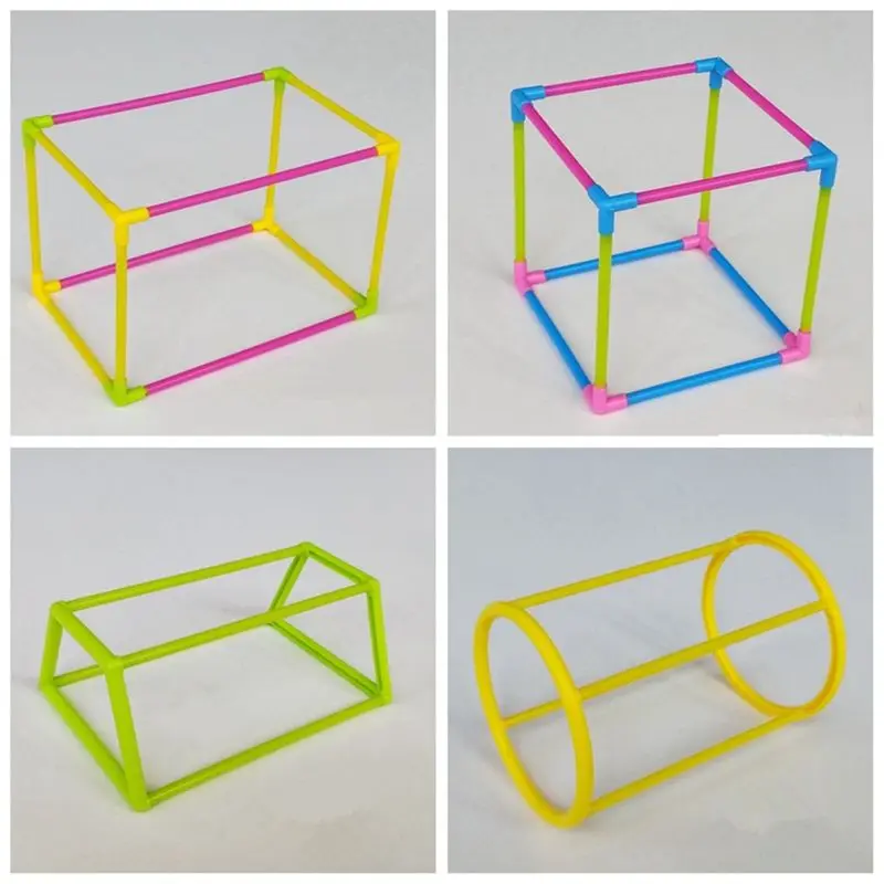 Красочные 3D геометрические формы здания собрать комплект Дети Математика геометрические образовательные игрушки