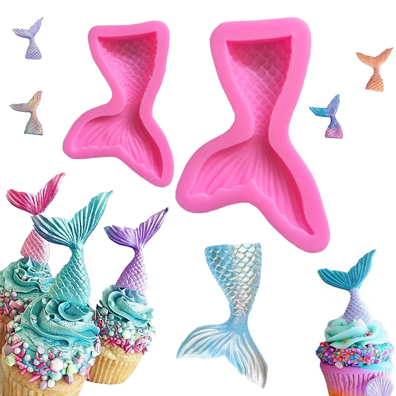 Mermaid Fish Scales Silicone Mold Chocolate Cake Candy Soap Mold craft&