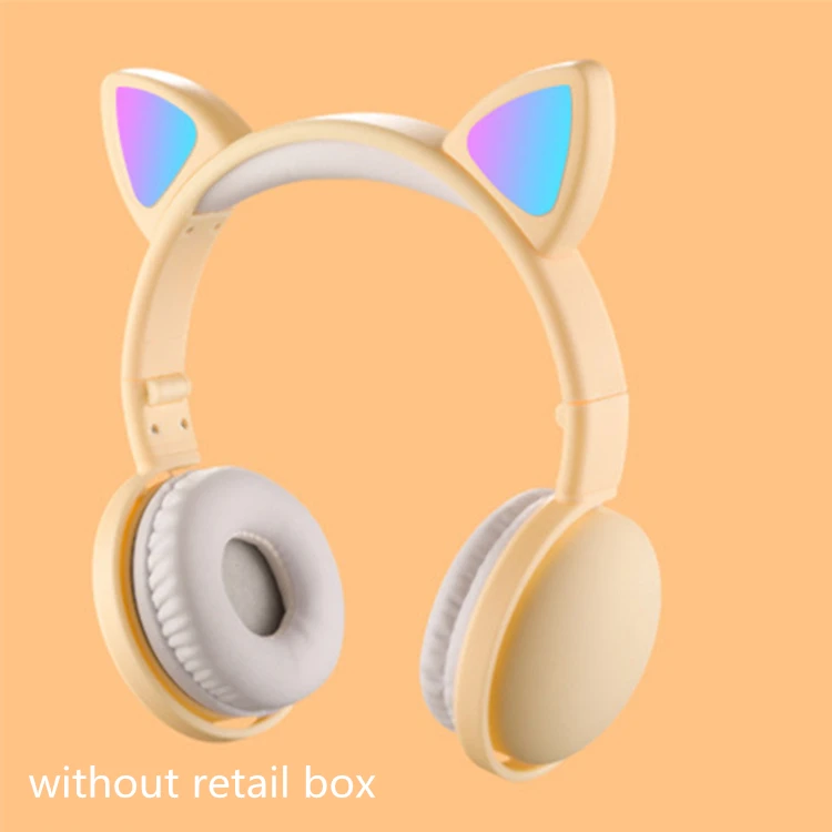 Новое поступление RGB цветной светодиодный кошачий наушник с шумоподавлением Bluetooth 5,0 гарнитура для взрослых и детей с микрофоном - Color: yellow no retail box