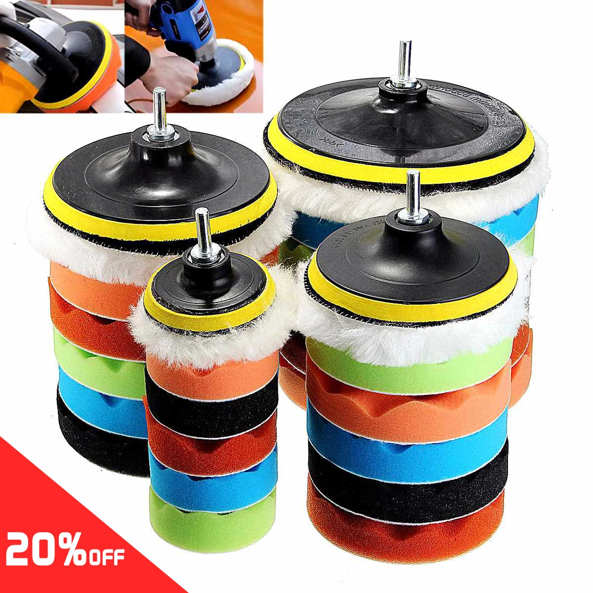 For Car Polisher Compound Polishing 7x 3''5''6''7''Buffing Sponge Polishing Pad Hand Tool Kit Diamond Polishing Pads