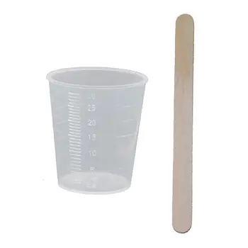

50Pc 30ml Plastic Graduated Cups with 50 Wooden Stirring Stick Epoxy Resin Tools 83XF