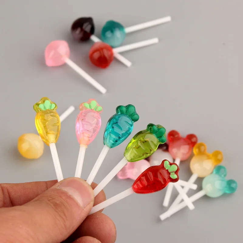 10PC Colorful Resin Lollipop Candy Pendant Charms for Bracelet Necklace Earrings