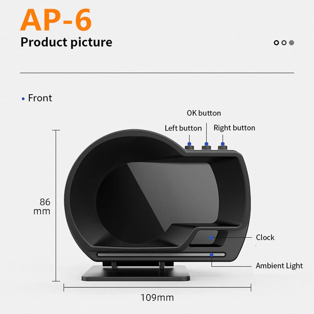 VODOOL AP-6 OBD2 + GPS Ʈ ڵ HUD  ڵ   ÷ ٱ ӵ  ˶    µ RPM