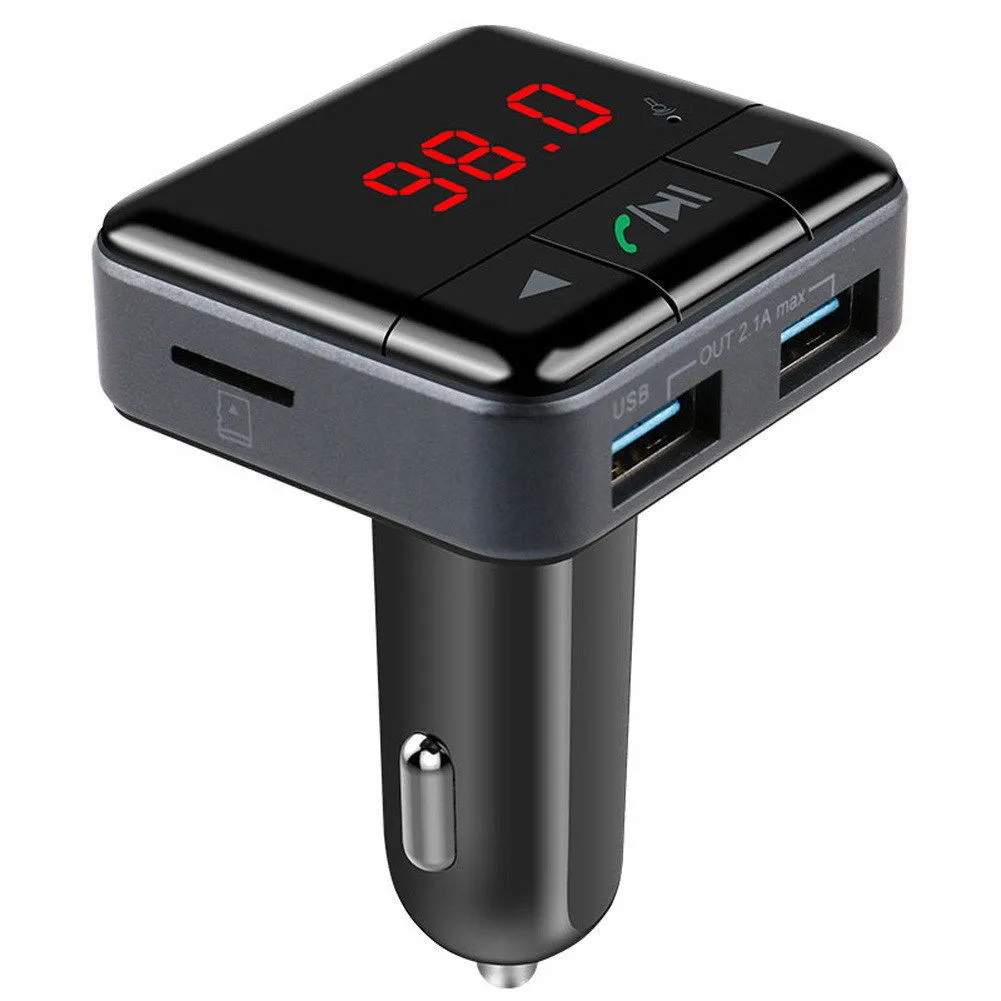 Black Kinganda Bluetooth автомобильный комплект MP3 передатчик USB Handsfree для iPhone BK 8,7 - Цвет: Black