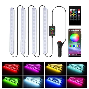 

New Car APP Bluetooth Interior Foot LED Atmosphere Lamp Strip For Skoda Octavia A5 A7 2 Fabia Yeti BMW E60 F30 X5 E53 Inifiniti