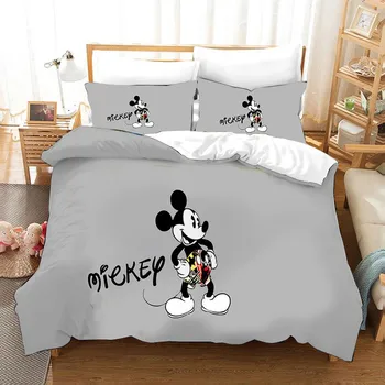 

Disney Mickey mouse Bedding Set for kids minnie mouse cartoon single bed bedclothes cover girls boys bed set Home textile