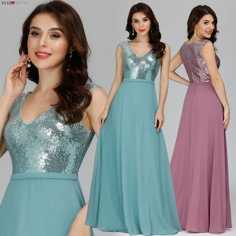 

Vestido Madrinha Ever Pretty Burgundy Bridesmaid Dresses A-Line V-Neck Sexy Sequined Wedding Guest Dresses Sukienka Wesele 2020