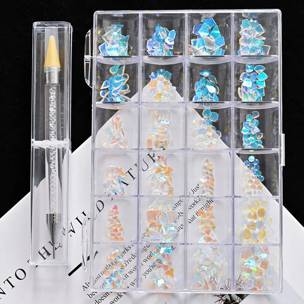 400/480Pcs Luxury Rhinestone Nail Art Jewelry Set Glass Nail
