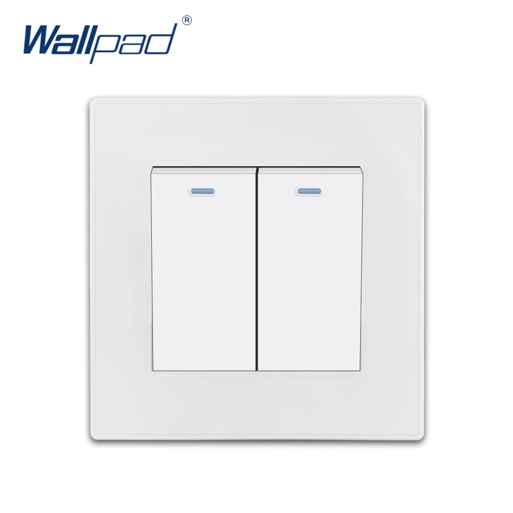 2 Gang Reset Momentary Contact Wallpad Luxury White Wall Light Switch Rocker Switch 16A AC110~250V PC Panel Electric Shutter