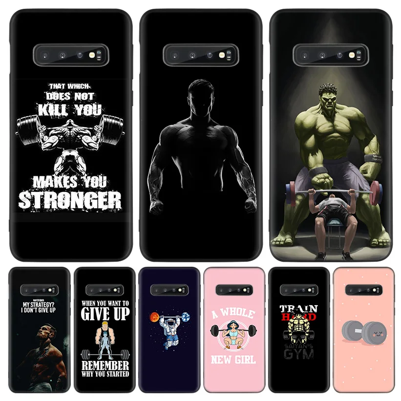 Bodybuilding Gym Fitness Black Cover Phone Case for Samsung Galaxy S10 Plus Lite Note 10 9 1