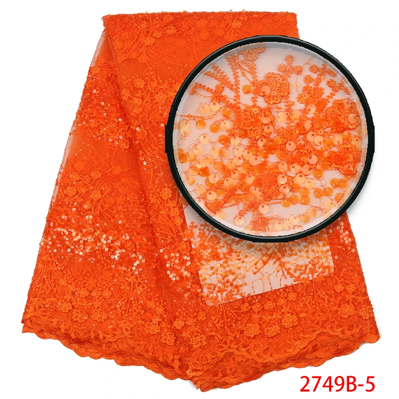 

French Sequins Lace Fabric Newest, African Tulle Lace Fabric High Quality,Nigerian Lace Fabric with Sequence for Dress KS2749B-5