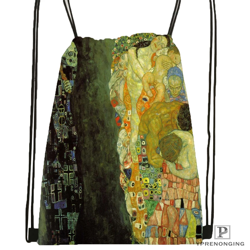 На выбор Gustav Klimt#10 походная сумка на шнурке милый рюкзак для детей(черная спинка) 31x40 см#180531-02-39