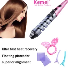 Kemei, профессиональные щипцы для завивки волос, Автоматические щипцы для завивки, керамические ролики, вращающиеся утюги для завивки волос, 110-220 В, инструменты для укладки 30
