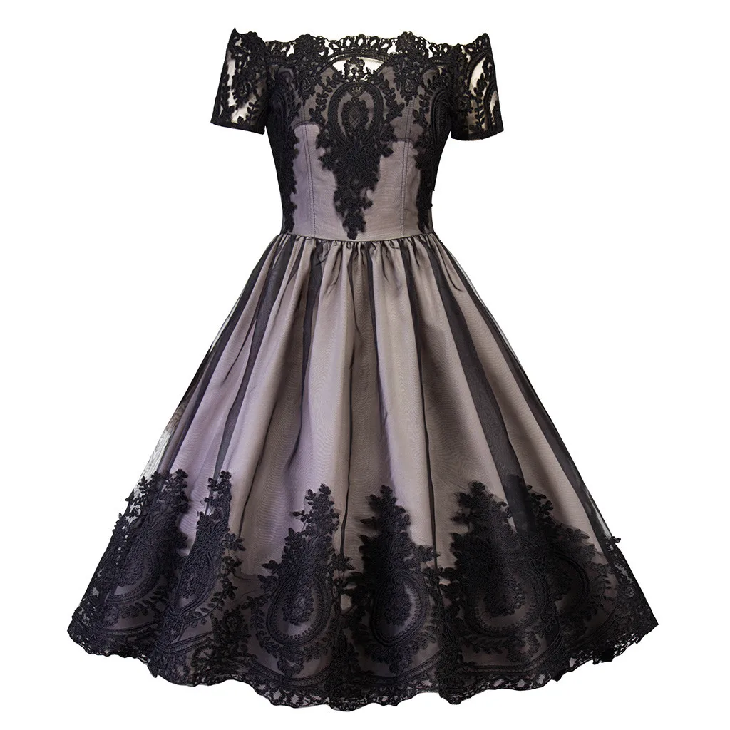 

Women's Lace Vintage Silod Spring Vintage Country Rock Cocktail Vintage Lace Sweetheart Luxury Nightclub Dresses Vestidos 41*