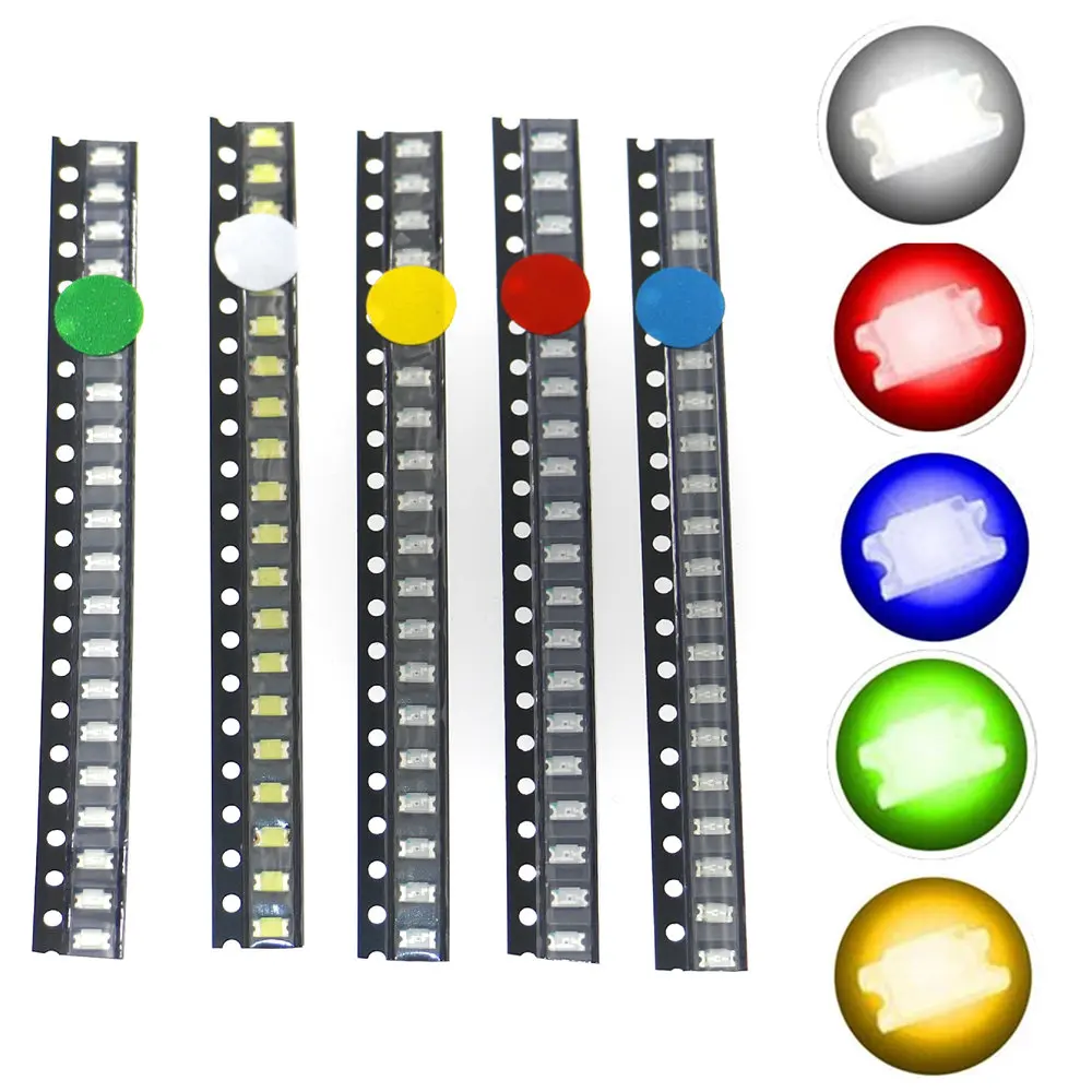 100pcs 1206(3216)SMD LED Emitting Diode Kit Lamp Chip Light Beads Warm White Red Green Blue Yellow Orange UV Pink Micro 3V SMT |