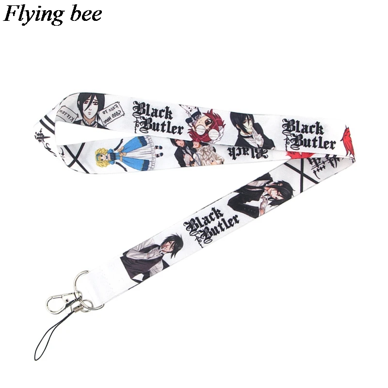 

Flyingbee Women and Men Phone Lanyards Black Butler Keychains Lanyard For Keys Badge ID Cards Holders Chain Phone Rope X0533
