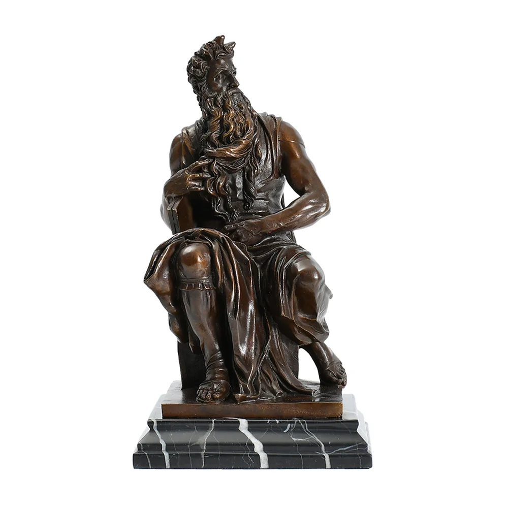 

Christmas Promotion sales Greek mythology bronze Moses statue sculpture signed by Michel Angelo Christmas present CZS-001