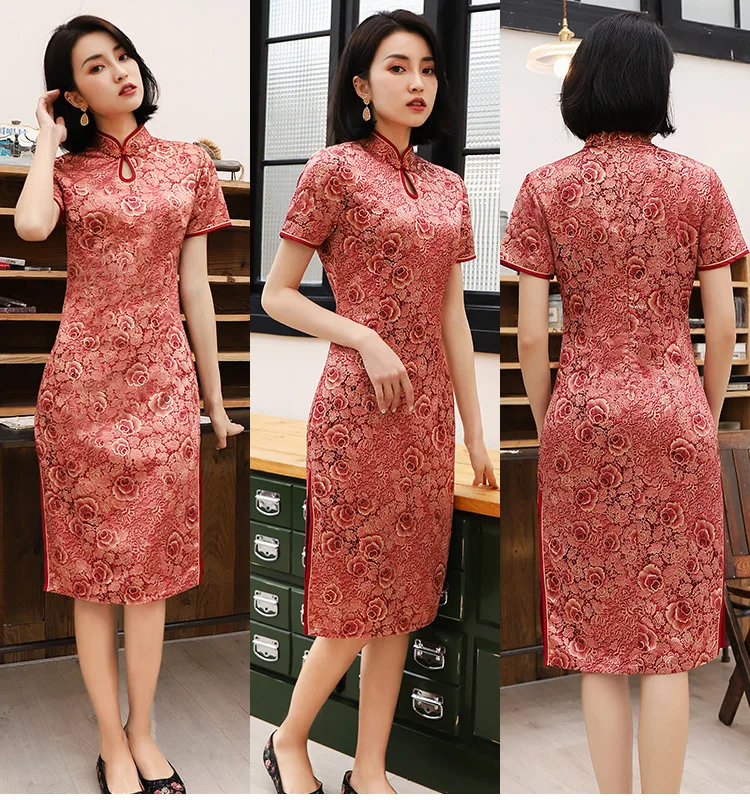 Элегантное Ретро женское традиционное китайское платье Ципао с принтом Cheongsam Плюс Размер M-4XL