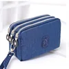 2022 New Coin Purse Women Small Wallet Washer Wrinkle Fabric Phone Purse Three Zippers Portable Make Up Bag 8 colors ► Photo 1/6