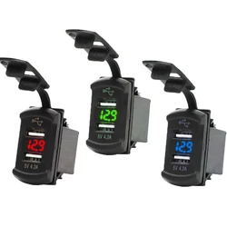 Cargador USB Dual para coche, pantalla de voltaje de 12V 24V 4.2A, puertos USB impermeables, adaptador de enchufe automático, cargador de teléfono para coche, barco y motocicleta