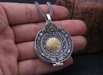 

925 Sterling Silver Vajra Chinese zodiac men women amulet pendant Charm Locket A4648