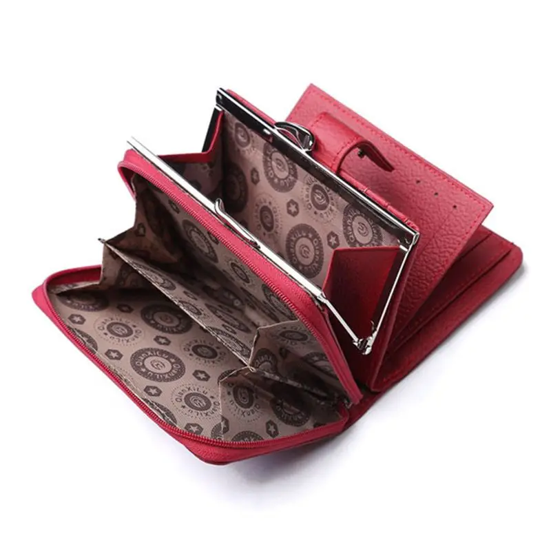 Qian Xi Lu women's wallets Cortex zipper and hasp purses (Red)12.5*8.5*4cm Qian Xi Lu women's wallets Cortex zipper and hasp purses (Red)12.5*8.5*4cm