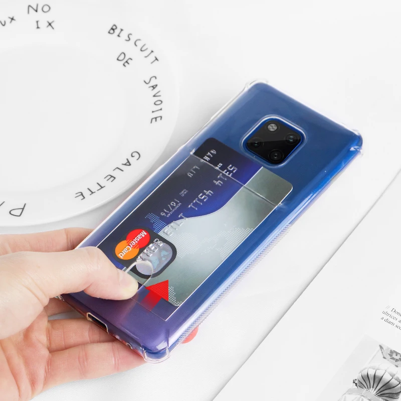 Модный противоударный кредитный держатель для карт, прозрачный чехол для huawei P20 lite P30 pro mate20 30 TPU чехол для iphone11 pro X 7 8
