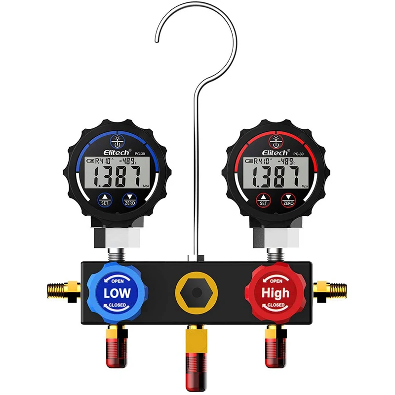 Elitech Dmg1 Digital Manifold Gauge Hvac Pressure Gauge With Double