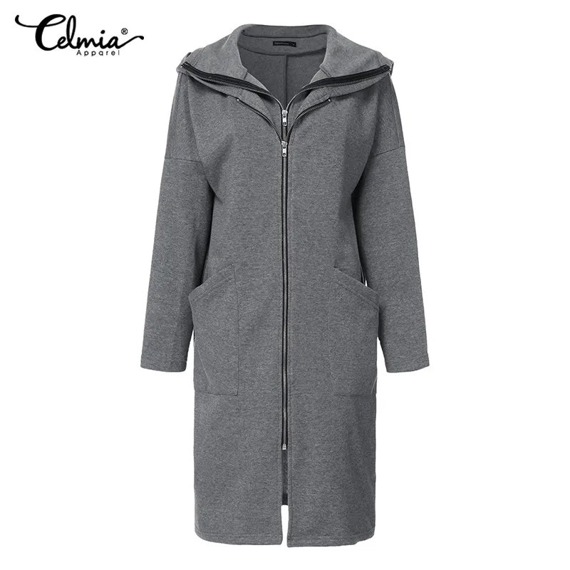 New  2019 Winter Coats Celmia Women Hoodies Sweatshirts Casual Long Sleeve Jackets Fashion Zip Loose Hoo