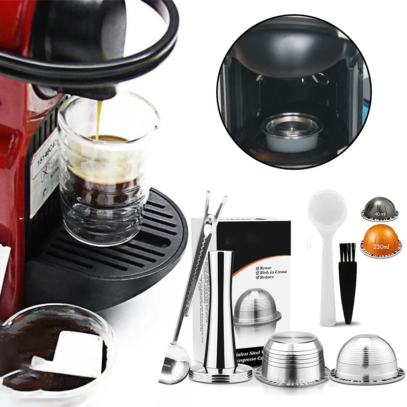6 шт./компл. многоразовые Кофе капсулы ложка Kit 40/230 мл для кофемашины Nespresso Vertuo ENV135BAE для Krups XN 9031