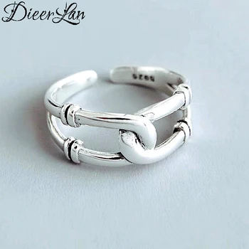 

DIEERLAN Bohemian Vintage 925 Sterling Silver Chains Bow Rings For Women Gifts Girls Open Retro Rings New Bridal Wedding Jewelry