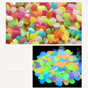 

50pcs Luminous Cobblestones Pebbles Stones Glow in the Dark for Aquarium Fish Tank Gravel Decorations For Garden Yard