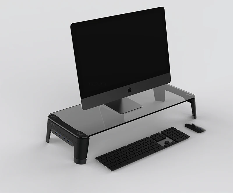  Desktop Notebook Laptop Monitor Stand Space Bar Non-slip Desk Riser with 4ports USB Hub Data Transm