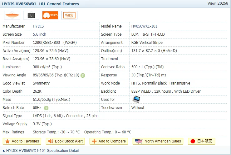 HV056WX1-101 5,6 дюйма 1280*800 светодиодный Экран дисплея