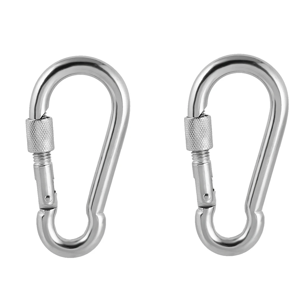 

2pcsLightweight Spring-Loaded Gate Stainless Steel D Ring Carabiners Clips Hook for Home Camping Fishing Hiking Traveling Boat