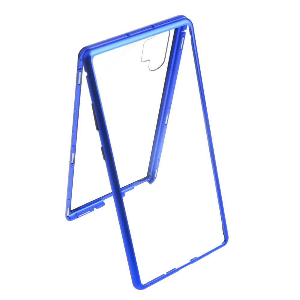 Для samsung Note 10 Pro Магнитный адсорбционный металлический чехол из закаленного стекла для сотовых телефонов прозрачный защитный чехол - Цвет: Синий