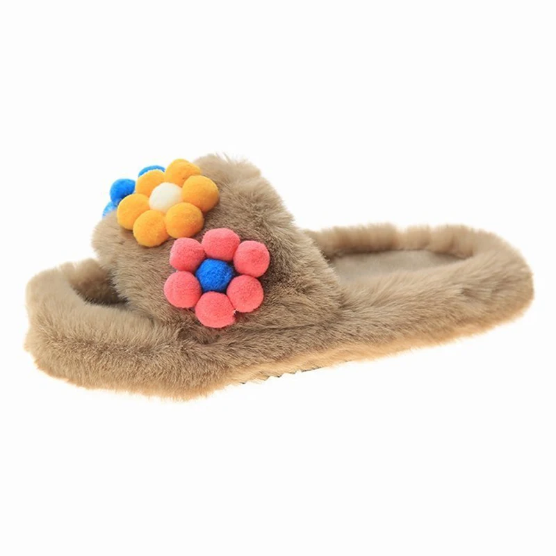 

Furry Slides Women's Winter Shoes Woman Plush Slippers Women Indoor Warm Slippers Ladies Warm Winter Woman Shoes Ladies Fashion