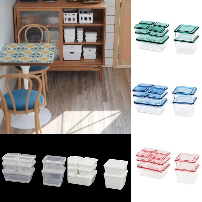 

9Pcs 1:12 Dollhouse Miniature Fresh-keeping Box Food Play Model Doll House Decor Miniature Kitchen Accessories