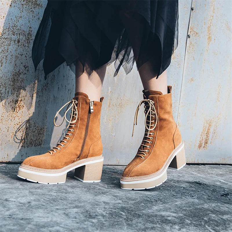 Meotina Winter Ankle Boots Women Natural Genuine Leather Thick High Heel Short Boots Zip Pointed Toe Shoes Ladies Autumn 34-39