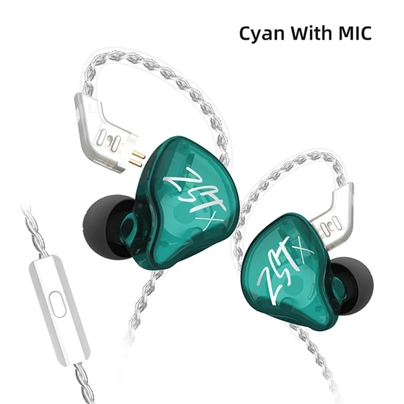 Наушники вкладыши KZ ZST X 1BA + 1DD гибридные Hi Fi басовые спортивные DJ наушники