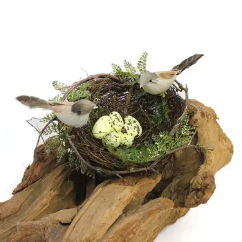 

13cm Simulation Bird Nest False Bird Nest Decoration Props Big Round Bird Nest Set Garden Decoration