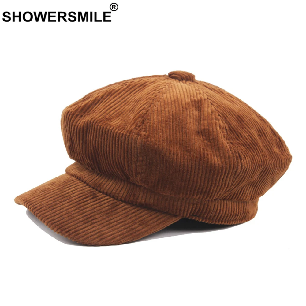 Showersmile Corduroy Newsboy Cap For Female Coffee Vintage Hat Women Autumn Winter Brand Ladies Painter Octagonal Cap Women S Newsboy Caps Aliexpress