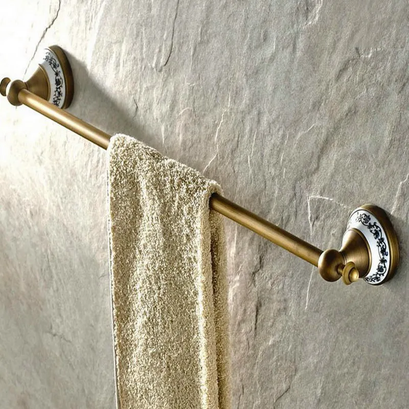 Single Towel Bar Античный латунный керамический цветочный набор аксессуаров для ванной комнаты, оборудование для ванной, вешалка для полотенец, мыльница, держатель для туалетной бумаги aset030 - Цвет: Single Towel Bar