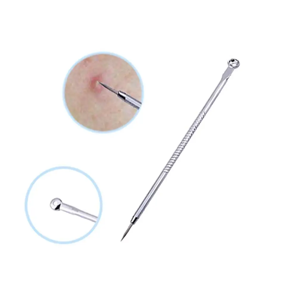 HobbyLane Stainless Steel Removers Suit Double-end Acne Needle Hemorrhoids Needle Blackheads Removal Cosmetic Tools Kit 12.5CM