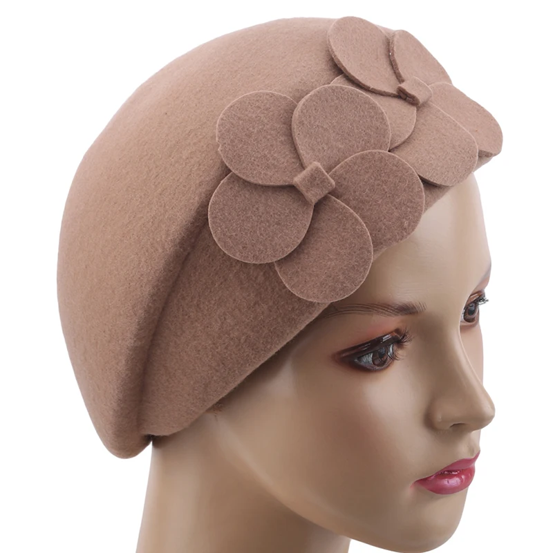 Модная женская шапка с двойным цветком, берет, удобные осенние шапки, повседневный берет