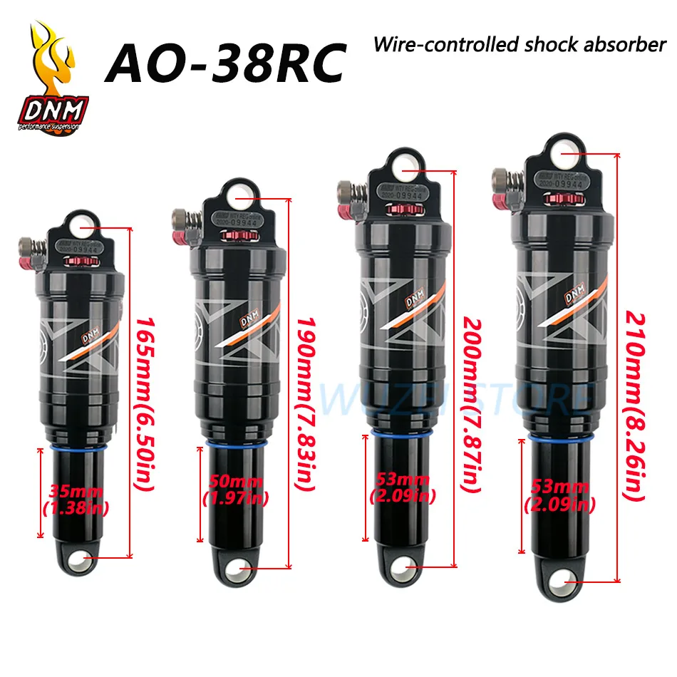 DNM AO-38RC Mountain Bike Air Rear Shock 165/190/200/210mm MTB Downhill Bicycle Coil Rear Shock Wire ontrol/Hand Control