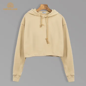 

Autumn 2020 Cropped Cotton Solid Hoodies Women Short Style Sweatshirts Female Navy Blue Gray Orange Camel Turquoise Pullovers