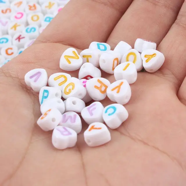 Mixed Letter Acrylic Beads Round Flat Alphabet Digital Cube Loose Spacer Beads For Jewelry Making Handmade Diy Bracelet Necklace 7x7mm Letter
